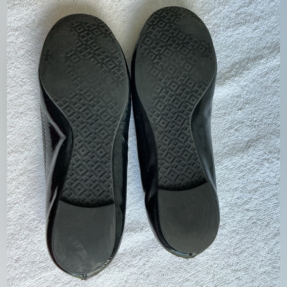Tory Burch | Shoes | Black Leather Tory Burch Pointed Toe  Tory Burch Black Patent Flats with Gold Emblem